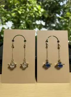 【新品】ハンドメイド 惑星 宇宙 イヤリング 2点セット 匿名配送 一点もの