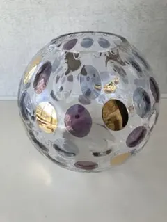 ボヘミアングラス　フラワーベース　花瓶 ドット模様