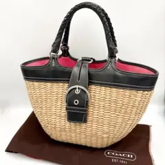 ✨美品✨COACH SOHO かごバック ラタン レザー ピンク シグネチャー ✨美品✨COACH SOHO かごバック ラタン レザー ピンク シグネチャー