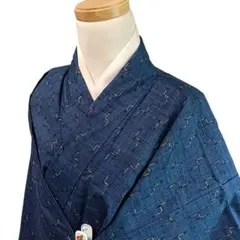 K44 着物 正絹 紬 青 鳥 - メルカリ