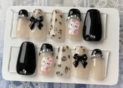 ネイルチップ ハローキティ リボン ヒョウ柄