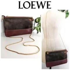良品 LOEWE レザー サコッシュ チェーン ミニバッグ レディース メンズ
