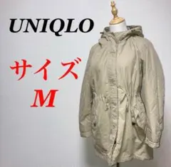 a0749【UNIQLO】ダウンジャケット　ミリタリーコート　M　フード