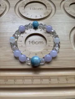 大粒ラリマー 、ラベンダーアメジスト、ホワイトムーン、多面カット水晶天然石ブレス