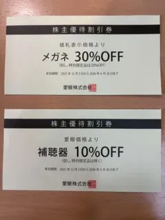 【匿名配送】メガネの愛眼　株主優待券のサムネイル