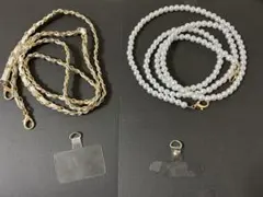 パールとゴールドのスマホショルダーストラップ　2点まとめ売り