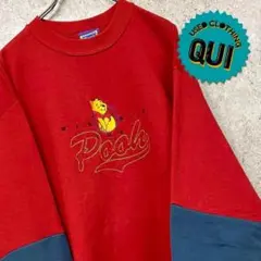 USA製 90s 古着◯ディズニー 곰돌이 푸 刺繍スウェットトレーナー M