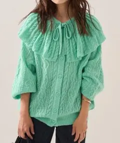 FREAK'S STORE モヘヤ透かし編み襟付けカーディガン