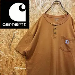 送料無料 カーハート 刺繍ロゴ 人気 ヘンリーネック ゆるだぼ00s Tシャツ