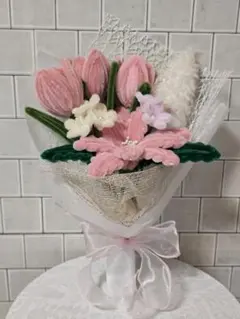 モールフラワー花束　クリスマス　ピンクポインセチア　枯れない花