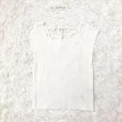 マーキュリーデュオ　マルチウェイナローストラップリブニット　トップス　白　F