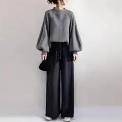 セットアップ パンツスーツ ママスーツ ニットセーター 上品 入学式 卒業式