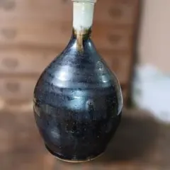 茶色 飴釉 徳利型 白 刷毛目 一輪挿し 花瓶 投げ入れ花器 - メルカリ