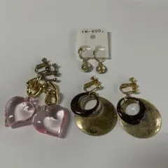 イヤリング 3ペアセット　ハート　ピースマーク　リング