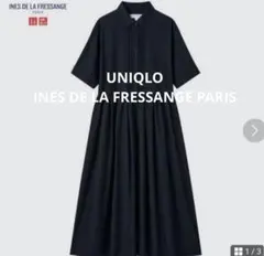 UNIQLO ユニクロ　イネス　ネイビー タックワンピース　半袖