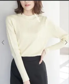 ロペピクニック　スカラネックリブニットプルオーバー　キナリ