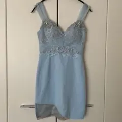 Angel R ビジューレース ミニドレス Mサイズ サックスブルー