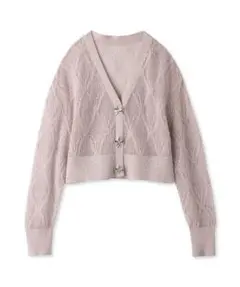 SNIDEL リボンビジューシアーカーディガン PNK