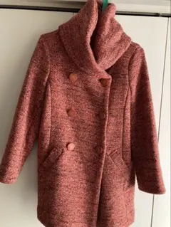 オレンジ系 ダブルブレスト ウールコート