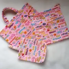 入園　入学　手提げバッグ　体操服入れ　上履き入れ　３点セット　女の子　ピンク