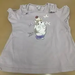 any FAM 薄紫猫イラストTシャツ 120