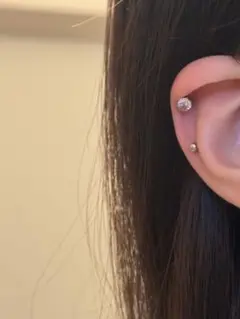 穴あけ不要！マグネットピアス 2点（ストーン＆ボール）セット