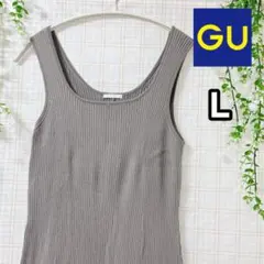 【新品】GU リブニットロングワンピース L カーキ オリーブ