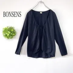 BONSENS 【M】長袖カーディガン ブラック 薄手　コットンのサムネイル