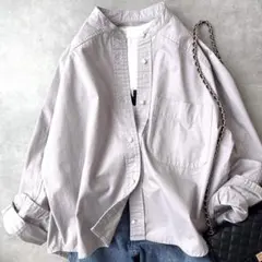 BLANC basque ブランバスク パールボタン シャツ ラベンダー紫 長袖