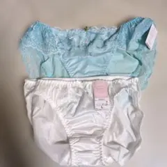 水色と白のレース付きショーツ Lサイズ