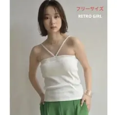 【RETRO GIRL】デザインテレコキャミ ホワイト フリーサイズのサムネイル