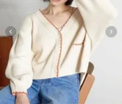 LOWRYS FARM ピコットアミショートカーディガン