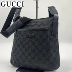 【✨美品✨】グッチ ショルダーバッグ 斜め掛け GGキャンバス ブラック