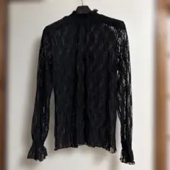 【新品未使用】総レース ハイネック 長袖 トップス ブラック XL
