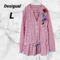 Desigual デシグアル 刺繍 ワッペン チュニック ブラウス L チェックのサムネイル