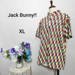 ジャックバニー　極上美品　総柄　XLサイズ　半袖ポロシャツ　激目立ち！！