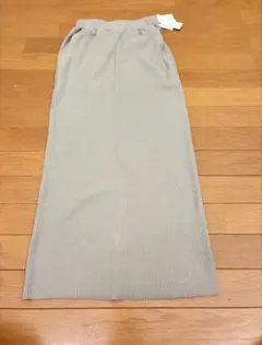 アルマデザイン　セルフカット　リブ タイト スカート　ロング　ベージュ　M