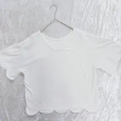 ダブルクローゼット 白 スカラップ ヘム Tシャツ カットソー 2wayのサムネイル