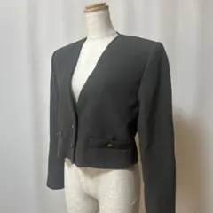 ZARAグレー ノーカラージャケット ショート丈