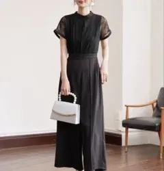 DRESS+ ジャンプスーツ パンツドレス XL １３号　黒　ブラック