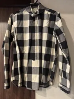 s. チェスト チェック柄長袖シャツ ブラック・ホワイト