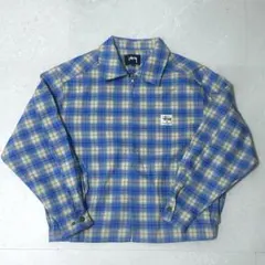 stussy 青 チェック柄 ジップ ワークジャケットのサムネイル