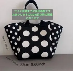 ドット トートバッグ　黒ベース　白ドット