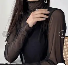 シースルーブラック長袖トップス