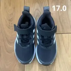17.0 adidas キッズ スニーカー ブラック/ホワイト 美品