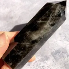 【特大！虹入り！模様綺麗】最強魔除けパワー　天然石　モリオン　ポイント