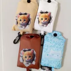 ＮＥＫＯ 　猫　ネコ　エコバッグ　４個セット　ヒョウ柄