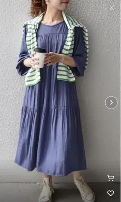 シップスエニィ　長袖　ロングワンピース　ライトネイビー　Ｍ