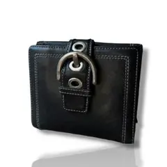 COACH コーチ ソーホー 二つ折り財布 ブラック レザー 金具 黒 本革のサムネイル