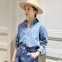 未使用級 ポロラルフローレン ダンガリーシャツ デニムシャツ 濃いめ XS